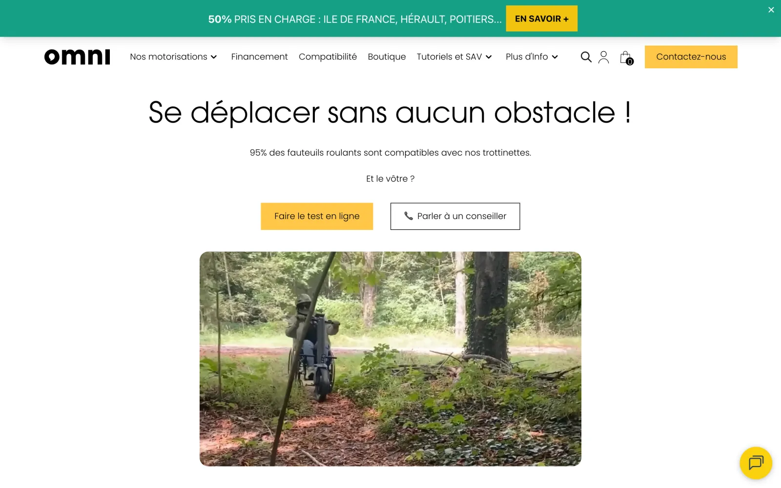 Omni : la page d’accueil du site en ligne, sur ordinateur